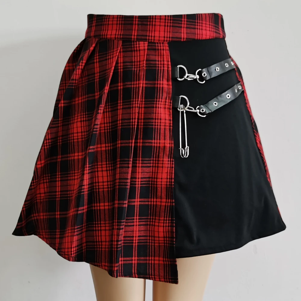 Gothic Sweet Women Pleated Skirt Fashion Plaid Mini High Waist Chic Skirt Kawaii Summer Casual Ladies Plaid Pleated Skirt - Image 4