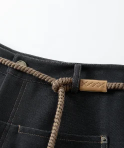 FSLE【Premium Series】Original Color Straight Wide-leg Brushed Jeans for Women Winter 2025 New Style Ins Simple Design All-match - Image 5