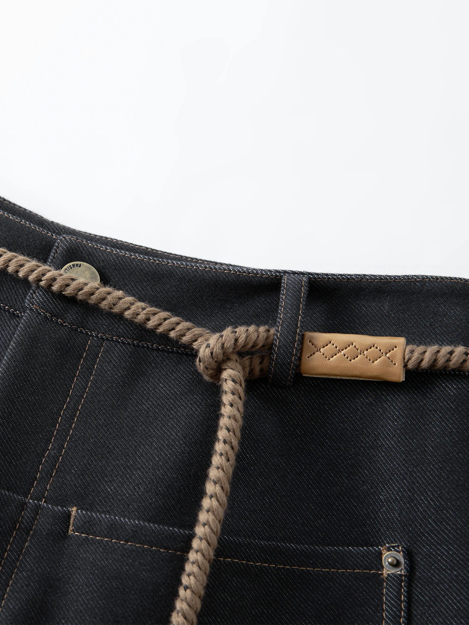 FSLE【Premium Series】Original Color Straight Wide-leg Brushed Jeans for Women Winter 2025 New Style Ins Simple Design All-match - Image 5