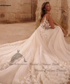 Lakshmigown Civil Boho Beach Wedding Dresses V Neck Lace Appliques 2025 Vedtidos Corset Sexy Women Bridal Gowns Customized - Image 3
