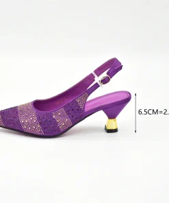 Luxury Italian Shoes and Bag Set for Women Elegant Shoes Woman Heel Nigeria Party Shoes and Bags for Women Rhinestone Pumps - Image 6