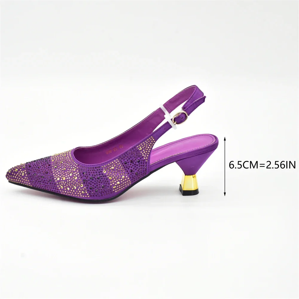 Luxury Italian Shoes and Bag Set for Women Elegant Shoes Woman Heel Nigeria Party Shoes and Bags for Women Rhinestone Pumps - Image 6