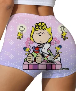 Snoopy cartoon print Sweet Home Womens Shorts Summer Elastic Waist Straight Short Pants Vintage Cute Home Cozy Woman Underwear Y