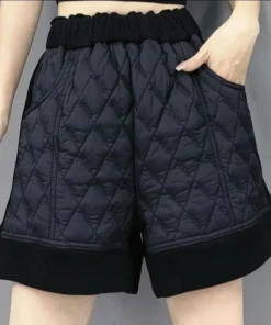 Women's High Waist Wide Leg Pants Cotton Padded Fleece Warm Shorts Casual Ladies Boots Black, Autumn, Winter, New 2026 - Image 3