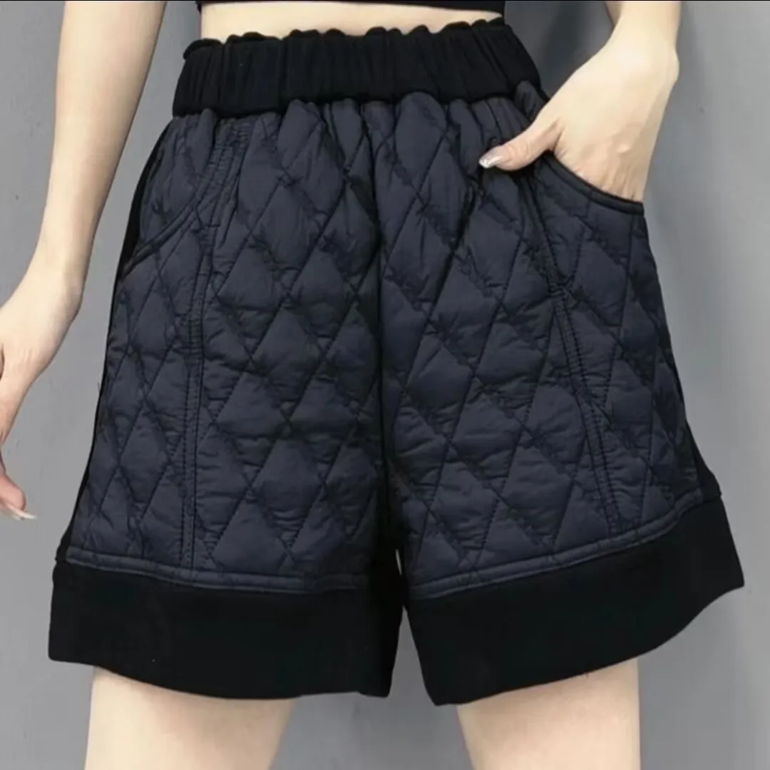 Women's High Waist Wide Leg Pants Cotton Padded Fleece Warm Shorts Casual Ladies Boots Black, Autumn, Winter, New 2026 - Image 3