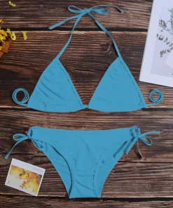 Sexy Underwear Woman Thong Women's Bikinis Set Sexy Two-piece Swimsuit Bandage Style Brazilian Breathable Solid Swimwear Summer - Image 4