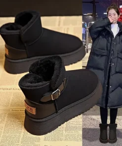 Retro Snow Boots Women Winter Women Shoes 2025 New Style Fleece-Lined Cotton Shoes With Thick Soles - Image 3