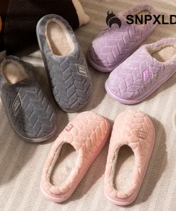 Winter Home Slippers for Women Warm Thick Sole Non Slip Indoor Slippers for Men Fluffy Bedroom Slippers for Unisex - Image 5