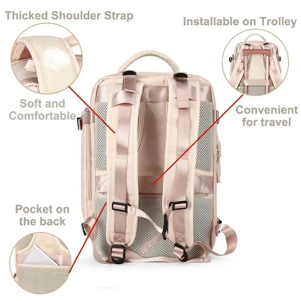 35L Large Capacity Travel Backpack Oxford Shoe Pouch Travel Luggage Bagpack with USB Charging Port Waterproof Carry On Backpack - Image 4