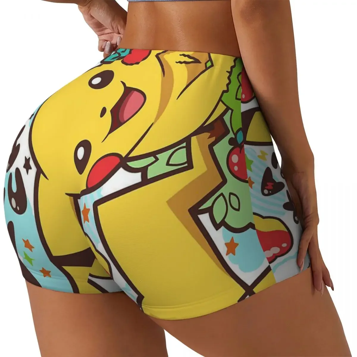 Custom Kawaii Pikachus Anime Volleyball Biker Gym Shorts for Women Athletic Workout Yoga Shorts - Image 2