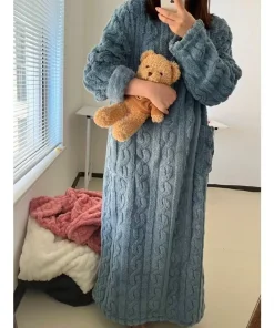 Pajamas Winter Women's Nightie Long Sleeve Pajamas Sleep Dress Sleeping Sleepwear Dress Nightgowns Woman Room Wear Ladies Winter - Image 4