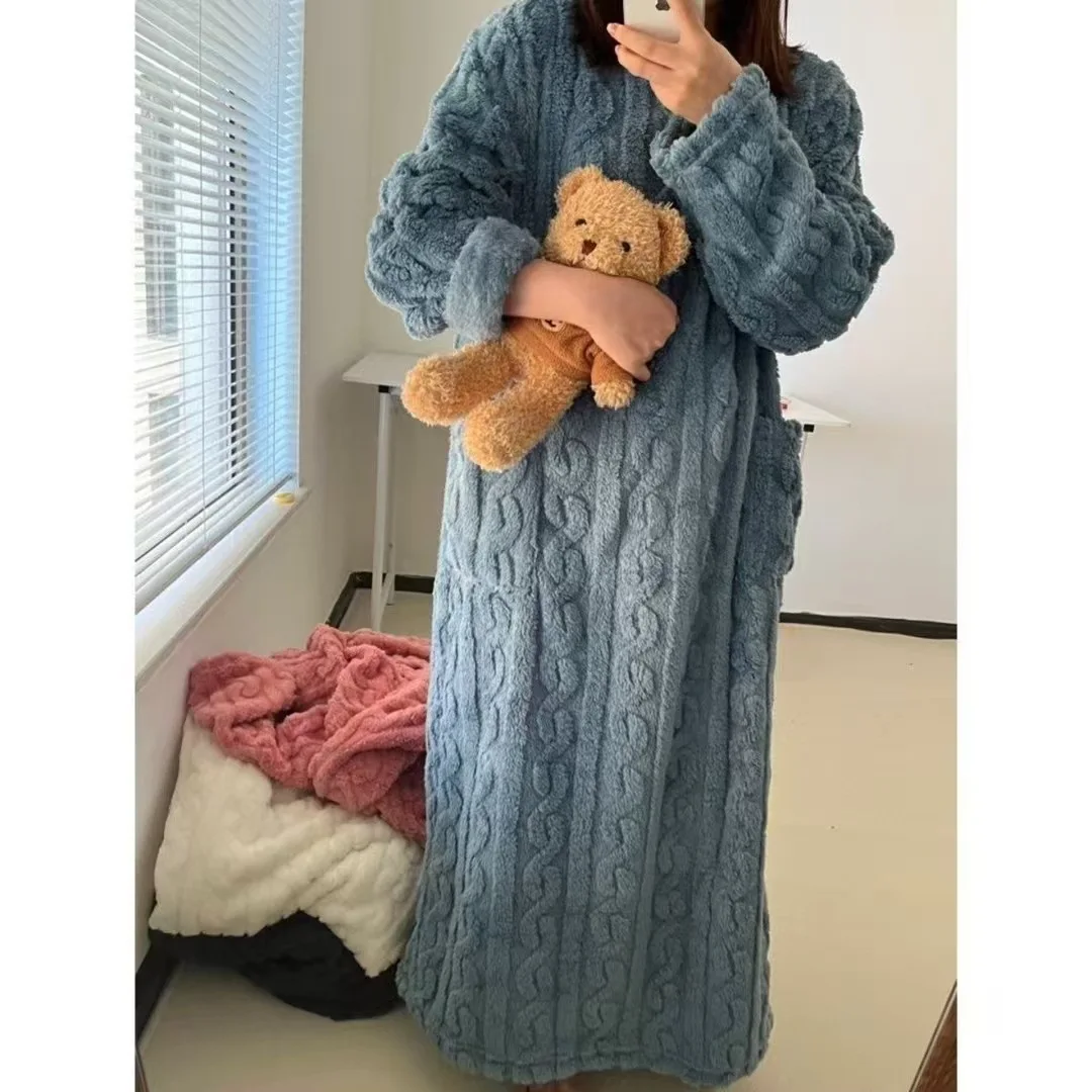 Pajamas Winter Women's Nightie Long Sleeve Pajamas Sleep Dress Sleeping Sleepwear Dress Nightgowns Woman Room Wear Ladies Winter - Image 4