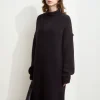 AMII Minimalist Womens Dresses 2025 Winter New Commuter Half Turtleneck Woman Clothing Solid Loose Knitted Midi Dress 12444229