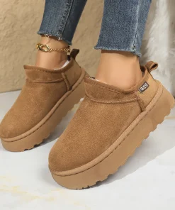 Snow Boots for Women 2025 Winter New Cashmere Warm Thick Soles Without Heel-covered Hair Half Slipper Cotton Shoes for Women - Image 3