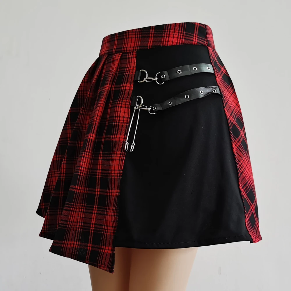Gothic Sweet Women Pleated Skirt Fashion Plaid Mini High Waist Chic Skirt Kawaii Summer Casual Ladies Plaid Pleated Skirt - Image 5