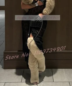 Open Toe Over The Knee Boots Women Big Size Fashion Slip-On Fluffy Fur Warm Comfortable High Heels Shoes Lady Nifty Sexy Boots - Image 3