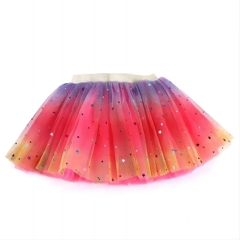 Girls Tutu Skirts Stars Print Princess Pettiskirts Kids Ballet Dancing Party Skirt Children Gradient Costume Clothes - Image 3