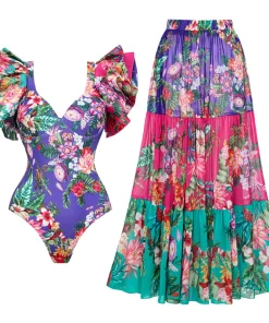 Summer New Print Ruffle Women Push Up Bikini Set Swimwear Women Sexy Swimsuit Deep-V Bathing Suits Beach Wear Swim Suit