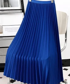 Ladies Fashion Casual Long Skirt Elegant Vintage Pleated Skirts Women Temperament Party Wear Faldas Woman Clothing Streetwear - Image 6