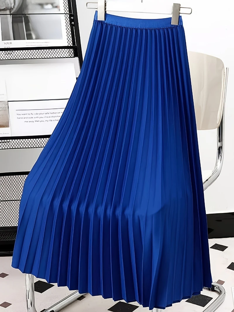 Ladies Fashion Casual Long Skirt Elegant Vintage Pleated Skirts Women Temperament Party Wear Faldas Woman Clothing Streetwear - Image 6