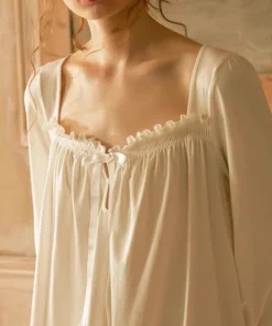 Vintage Cotton Women's Long Nightgowns Long Sleeve Elegant Autumn Winter Female Princess Sexy Loose Nightshirts - Image 6