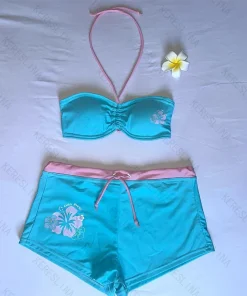 Y2k Retro millennium Girly style subculture hanging neck suspender Sexy Cutie summer beach kawaii classic comfortable bikini set - Image 3