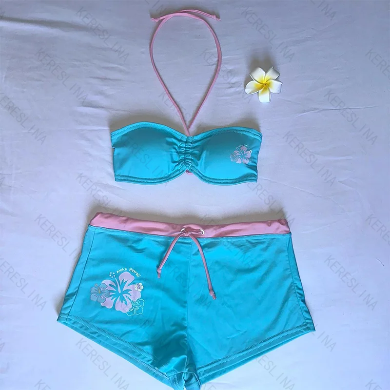 Y2k Retro millennium Girly style subculture hanging neck suspender Sexy Cutie summer beach kawaii classic comfortable bikini set - Image 3