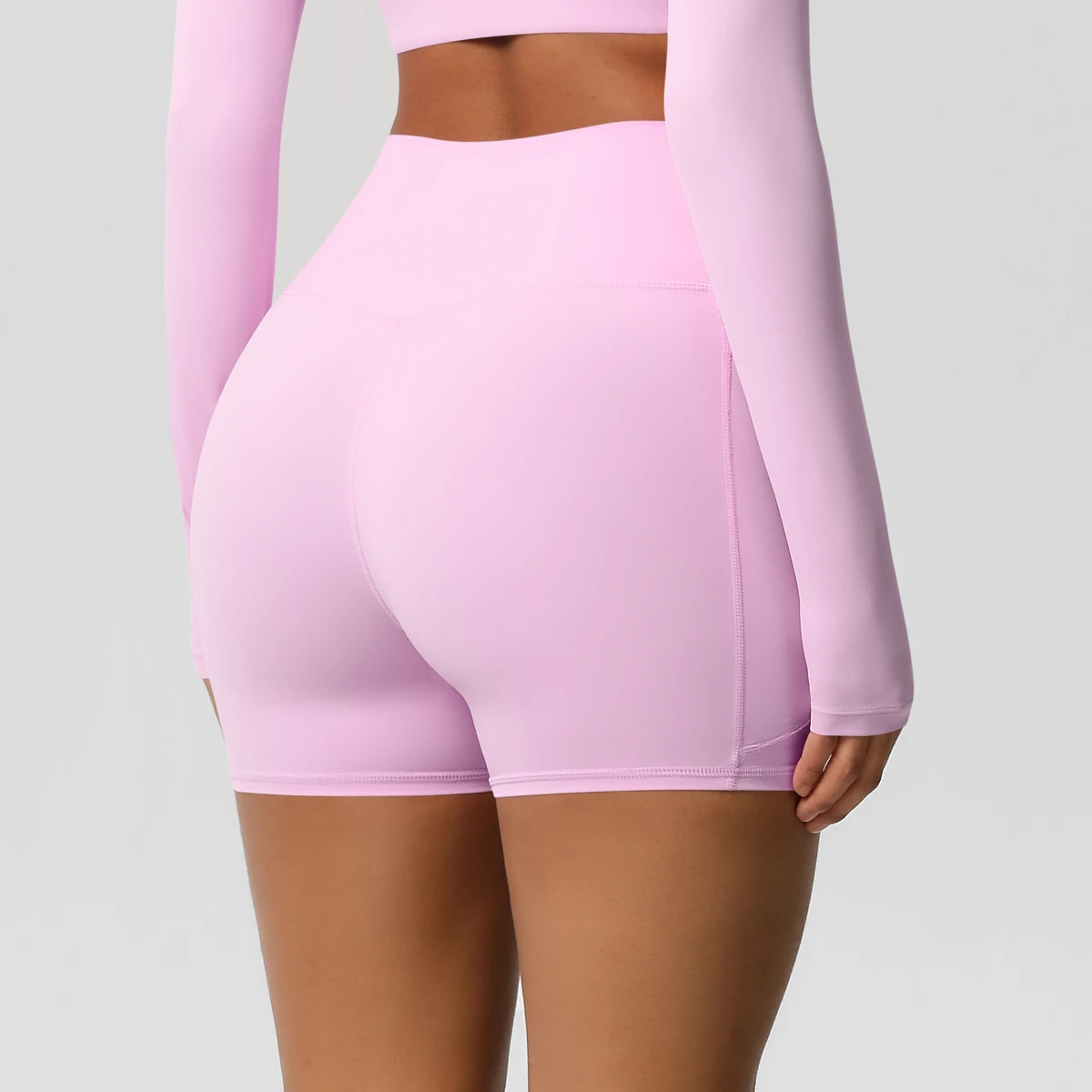 Solid Color Yoga Pants With Pockets Quick Drying High Waisted Gym Push Up Yoga Shorts for Woman Breathable Workout Fitness Short - Image 5