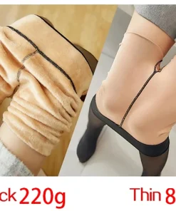 Women Fleece Leggings Sexy Translucent slim Pantyhose Elasticity Winter Warm Legging Thermal Tights Female Woman Pants - Image 5