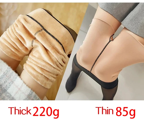 Women Fleece Leggings Sexy Translucent slim Pantyhose Elasticity Winter Warm Legging Thermal Tights Female Woman Pants - Image 5