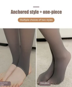 Women Fleece Leggings Sexy Translucent slim Pantyhose Elasticity Winter Warm Legging Thermal Tights Female Woman Pants - Image 3