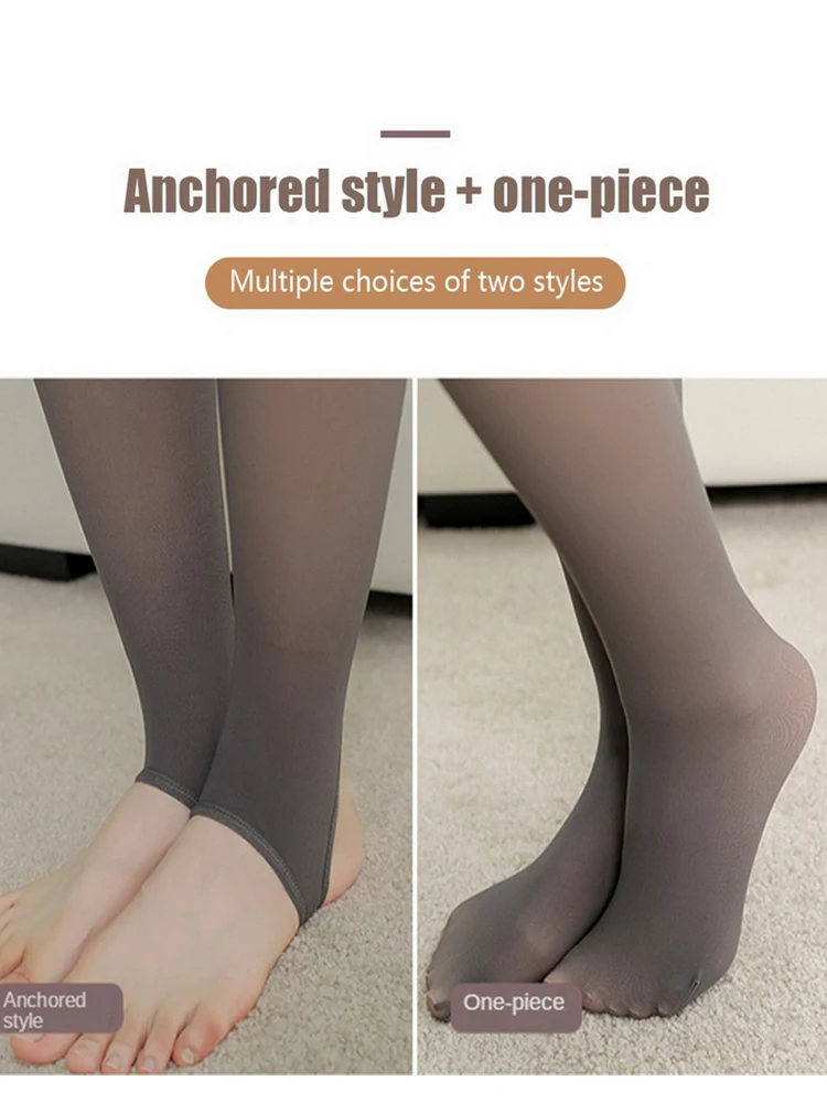 Women Fleece Leggings Sexy Translucent slim Pantyhose Elasticity Winter Warm Legging Thermal Tights Female Woman Pants - Image 3