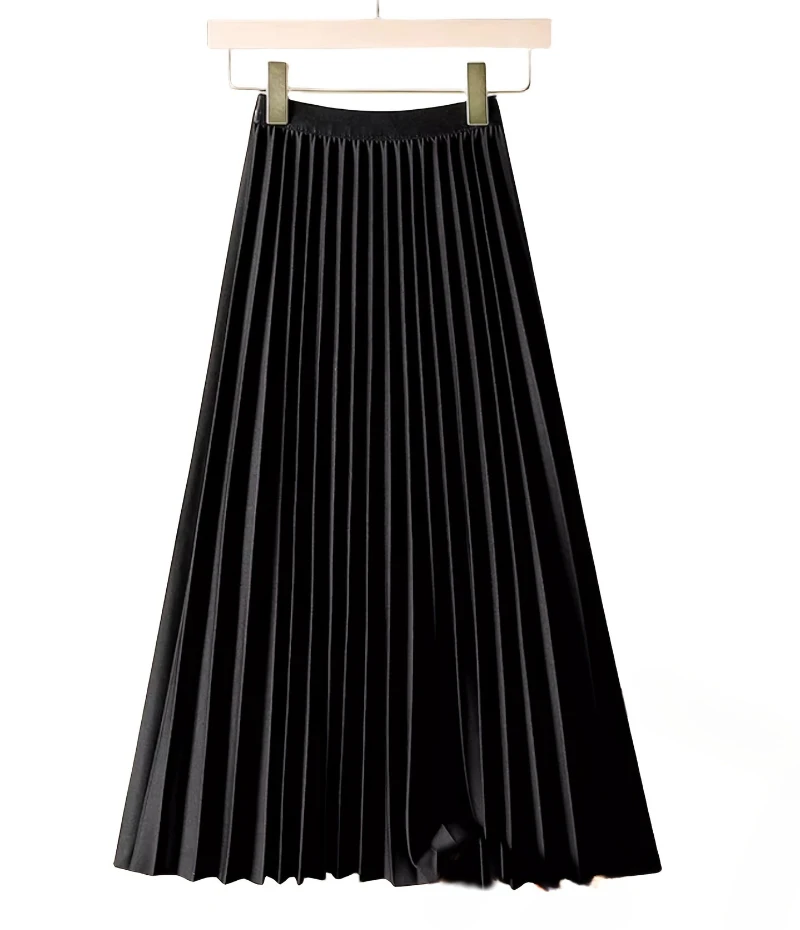 Ladies Fashion Casual Long Skirt Elegant Vintage Pleated Skirts Women Temperament Party Wear Faldas Woman Clothing Streetwear - Image 3