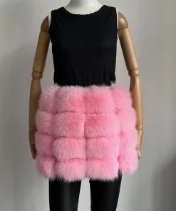BEIZIRU Real fox fur Mini Pencil Skirt Women's Fashion Fur Skirts Warm And Stylish