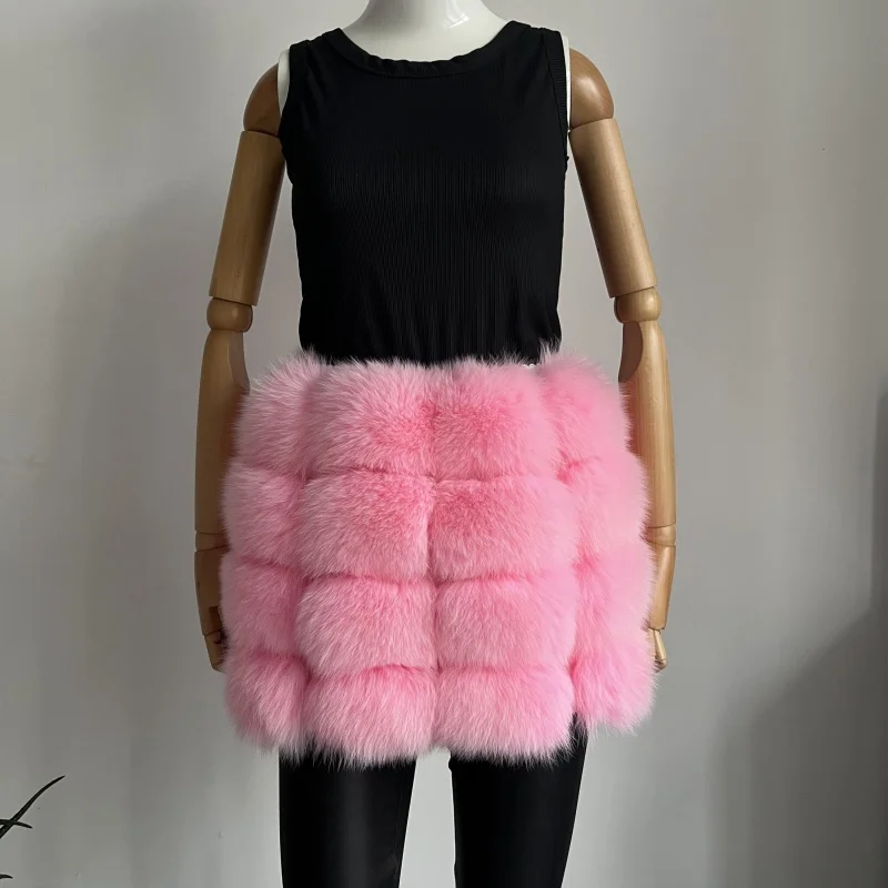 BEIZIRU Real fox fur Mini Pencil Skirt Women's Fashion Fur Skirts Warm And Stylish