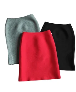 Girls' Skirt Spring and Autumn Baby Pencil Skirt Elastic Slim Fit One Step Skirt Red Children's Casual Skirt - Image 3
