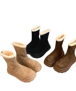 Women's Thick Bottom Snow Boots Winter Fleece Lined Fur Cotton Boots Waterproof Anti-slip Northeast Big Cotton Shoes - Image 4