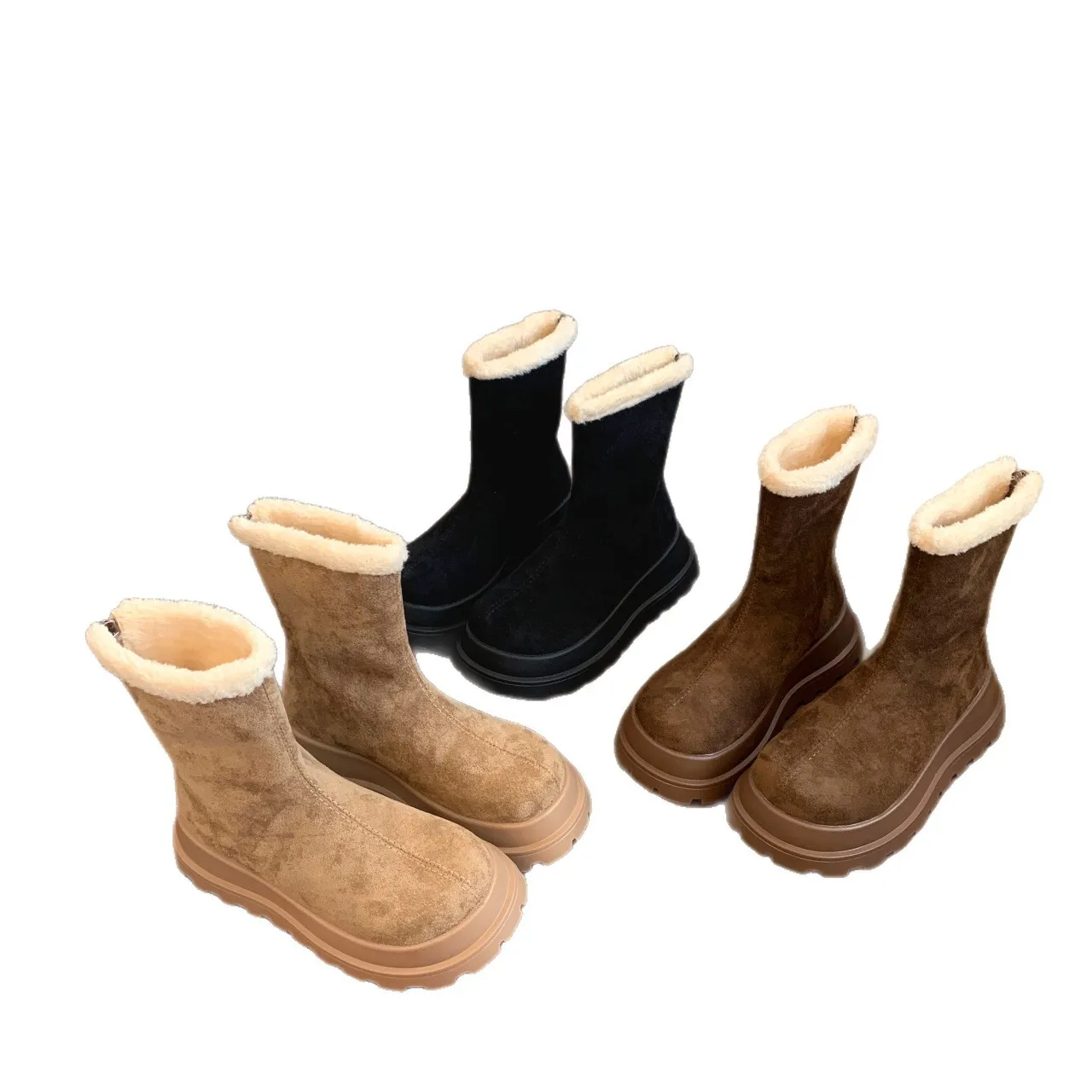 Women's Thick Bottom Snow Boots Winter Fleece Lined Fur Cotton Boots Waterproof Anti-slip Northeast Big Cotton Shoes - Image 4