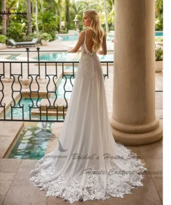Lakshmigown Vintage Lace Boho Wedding Dresses 2026 Sukienki Puffy Chiffon Beach Bridal Gowns Lace Spaghetti Straps Customized - Image 4