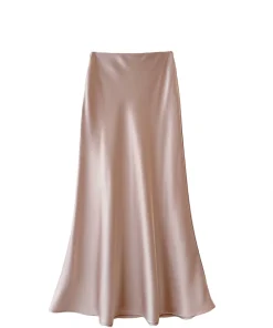 High waisted slimming mid length satin acetate silk smooth half skirt 2024 spring/summer new wrap buttocks fishtail A-line long - Image 6