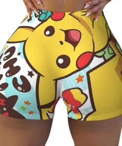 Custom Kawaii Pikachus Anime Volleyball Biker Gym Shorts for Women Athletic Workout Yoga Shorts