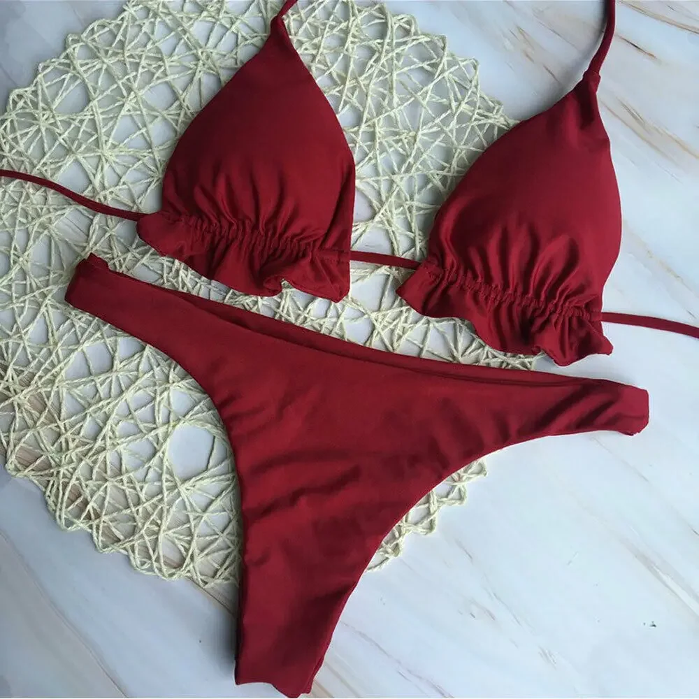 Summer Swimsuit Women Sexy Lace Up Padded Push-up Bikini Set Bandage Brazilian Swimwear Bathing Suit Beachwear - Image 5
