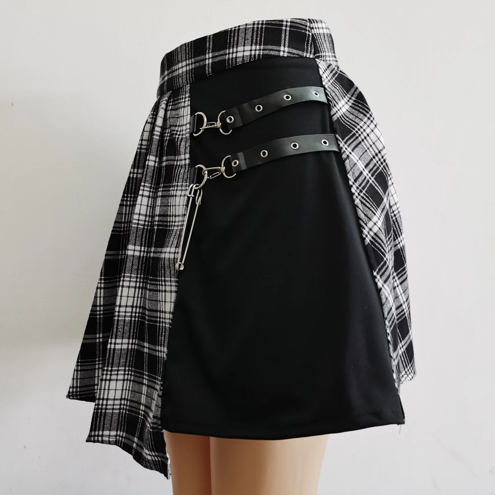 Gothic Sweet Women Pleated Skirt Fashion Plaid Mini High Waist Chic Skirt Kawaii Summer Casual Ladies Plaid Pleated Skirt - Image 2