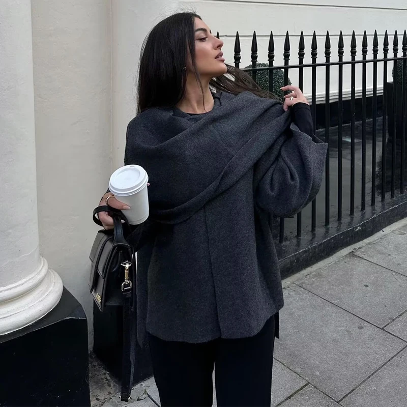 MUJER Plush Winter Coats for Women Asymmetric Scarf Demi-season Jacket for Women Parkas Long Sleeve Padded Coat Woman Jacket - Image 5