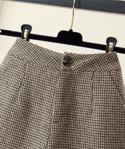 Thicker Houndstooth Shorts Women Autumn Winter New Warm High Waist A-line Vintage Baggy Bottom Korean Fashion Streetwear Chic - Image 6