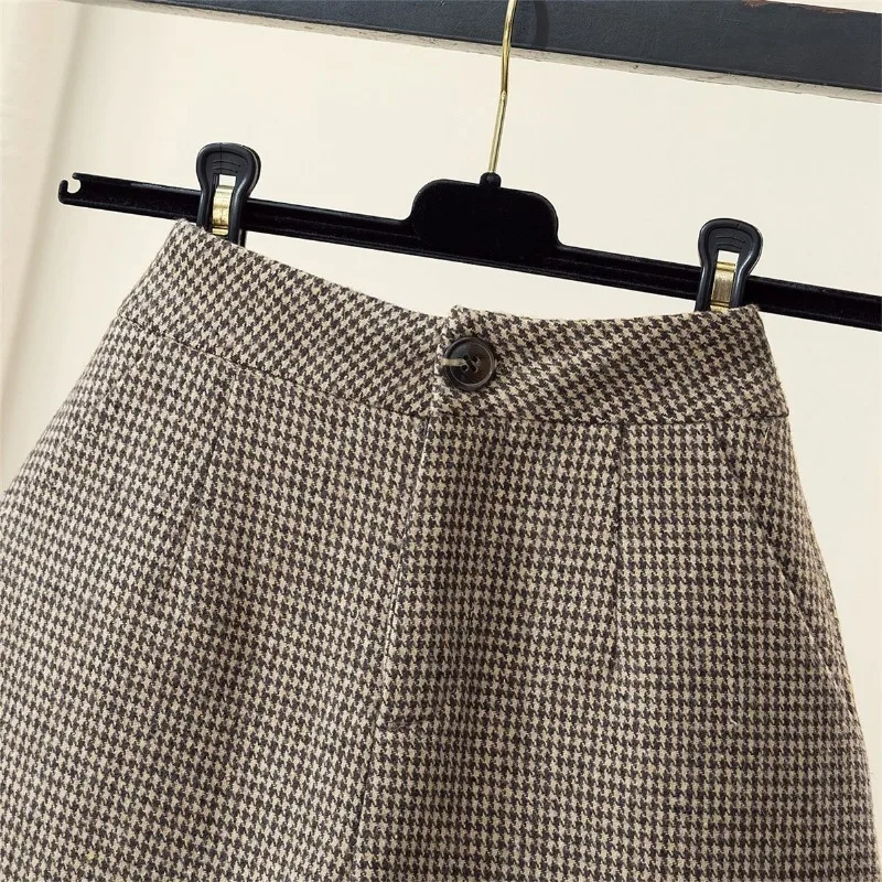 Thicker Houndstooth Shorts Women Autumn Winter New Warm High Waist A-line Vintage Baggy Bottom Korean Fashion Streetwear Chic - Image 6