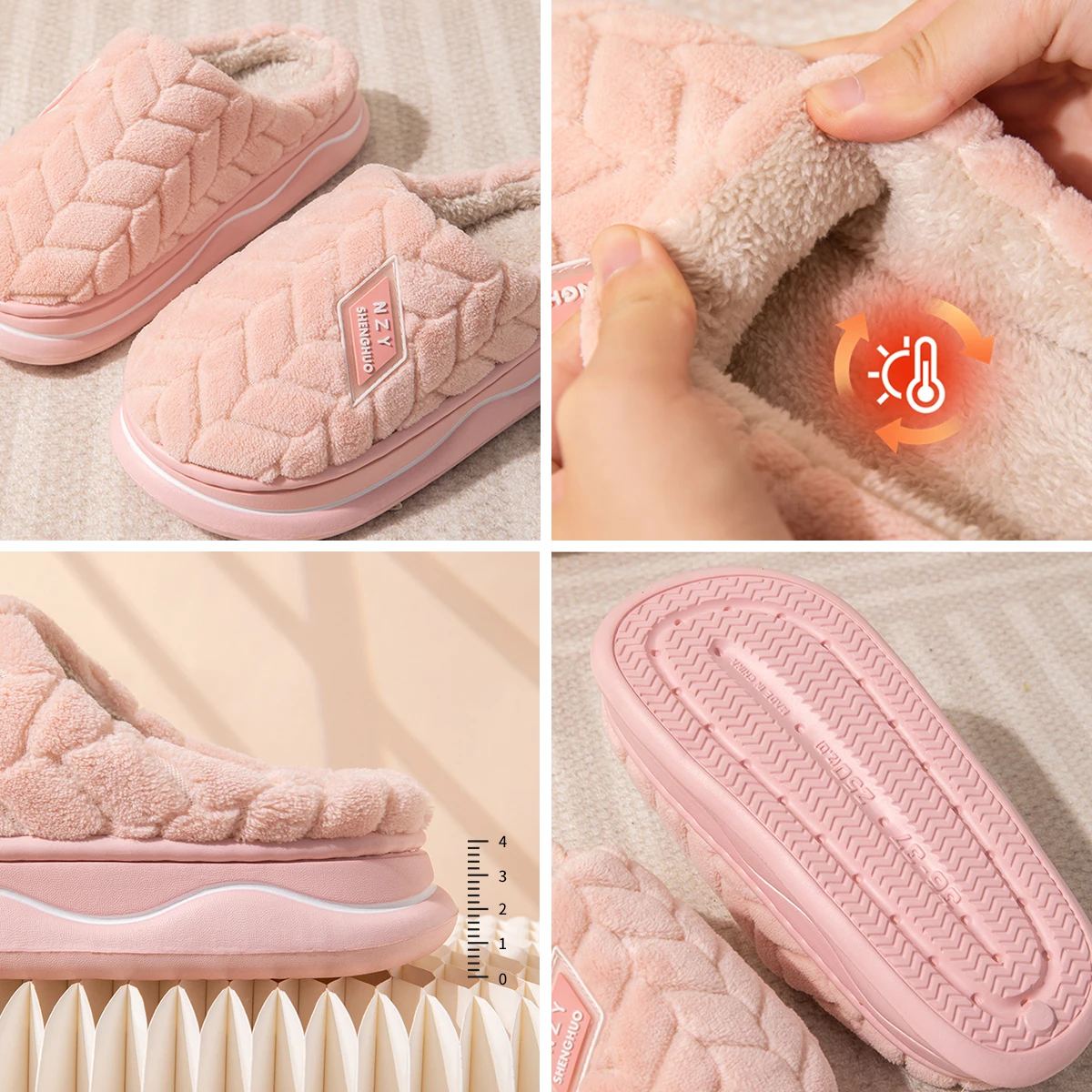 Winter Home Slippers for Women Warm Thick Sole Non Slip Indoor Slippers for Men Fluffy Bedroom Slippers for Unisex - Image 6