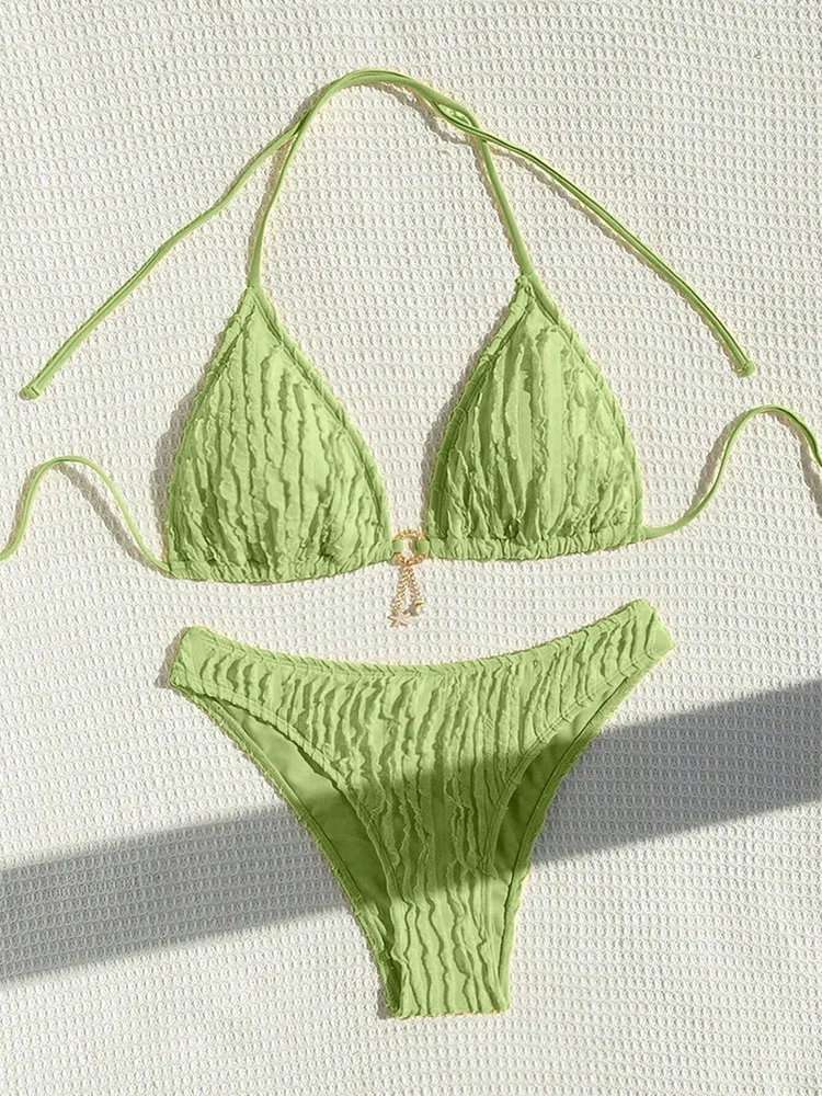 Sexy Bikinis Sets Two-piece Women's Swimsuit Ruffled Halter Neck Bikini 2025 Female Swimwear for Woman Beach Wear Bathing Suit
