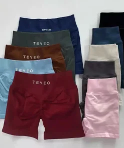 TEVEO Short de Yoga sans couture, élastique, respirant, pêche, fesses, Fitness, vélo d'exercice, court, extensible