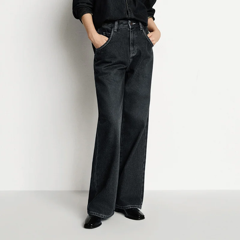 Semir Jeans Women Wide Leg Fleece Lined Comfortable High Waist Winter 2025 New Floor-Length Pants with Leg-Elongating Effect - Image 5